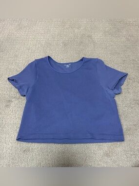 Urban Outfitters Out from Under Women's Blue Ribbed Crewneck Tee